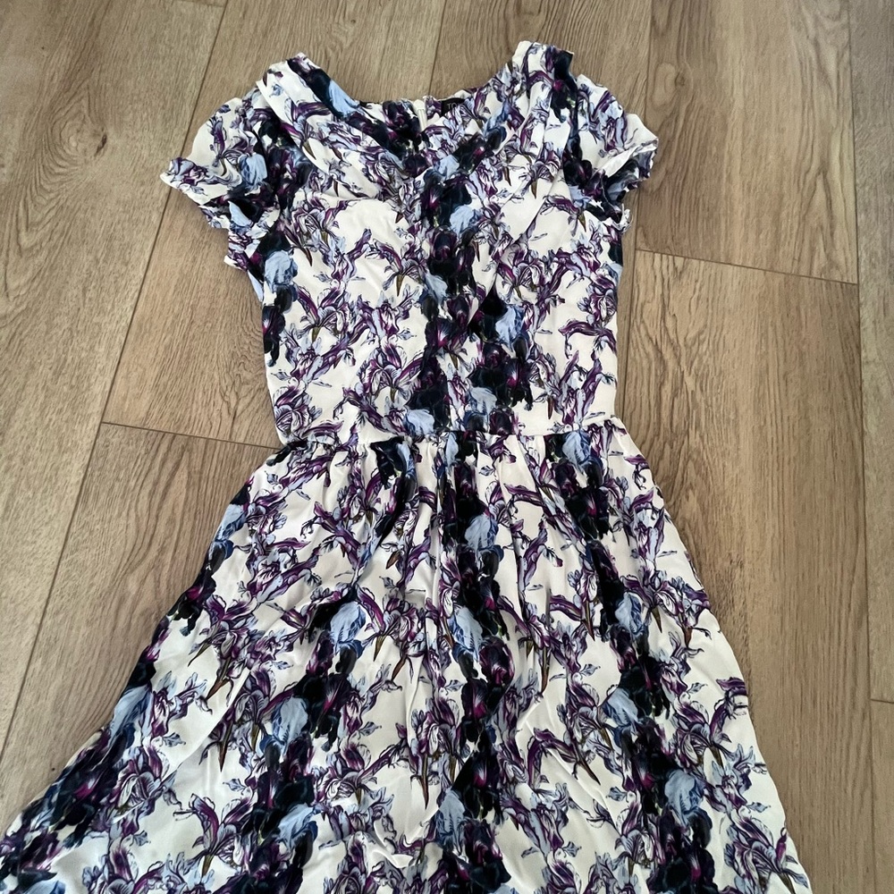 Topshop Black and Cream Floral Mini Dress